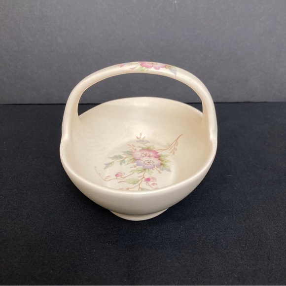 Vtg Aldridge Pottery Co Floral Dish w/ Handle England Cottage - Picture 4 of 7